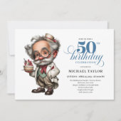 コミックスタイルの男性の50歳の誕生日パーティー招待状 招待状 (正面)