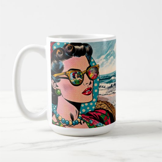 コミックスタイルアート | フラダンサーを見つめる女性 コーヒーマグカップ (左)
