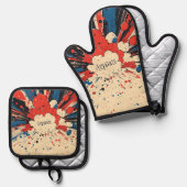 コミックスタイル ポップアート爆発 (4) 鍋つかみ&鍋敷きセット (正面/裏面)