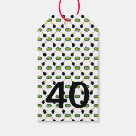 コミックス スーパーヒーロー 40歳の誕生日 ポワッ ボム ザップ 面白い ギフトタグ