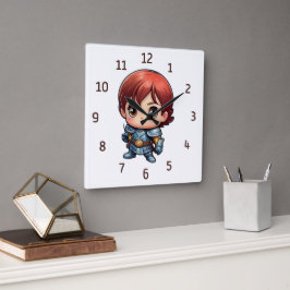コミックナイトの子供部屋ファンタジー スクエア壁時計