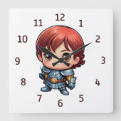 コミックナイトの子供部屋ファンタジー スクエア壁時計 (正面)
