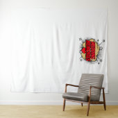 コミックバブルウェディングメモリーフォトバックドロップ タペストリー (インサイチュ(横))