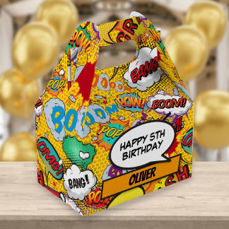 コミックブックのスーパーヒーローお誕生日パーティーのお礼ボックス フェイバーボックス