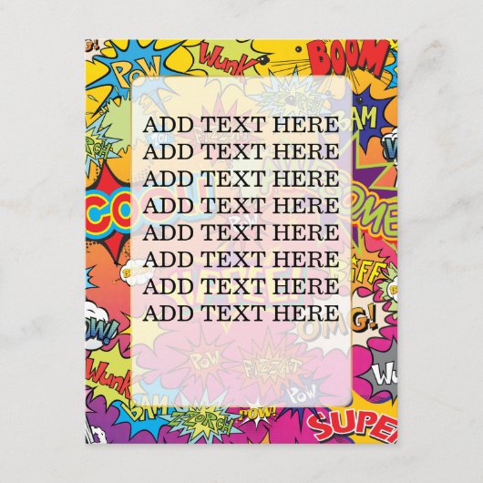 コミックブックのスーパーヒーローの結婚式 エンクロージャーカード (正面)