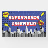 コミックブックのスーパーヒーロー ユニークな男の子の誕生日 横断幕 (横)