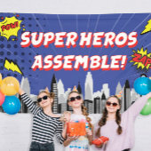 コミックブックのスーパーヒーロー ユニークな男の子の誕生日 横断幕