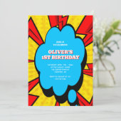 コミックブックキッズの1歳の誕生日 招待状 (スタンド正面)