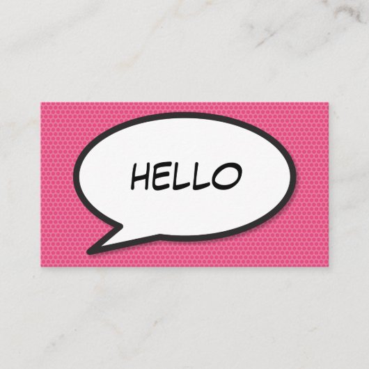 コミックブックポップアート HELLO ピンク 名刺 (正面)