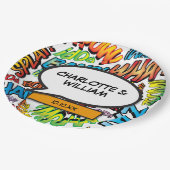 コミックブック スーパーヒーロー おしゃれ タイポグラフィ ペーパープレート (アングル)