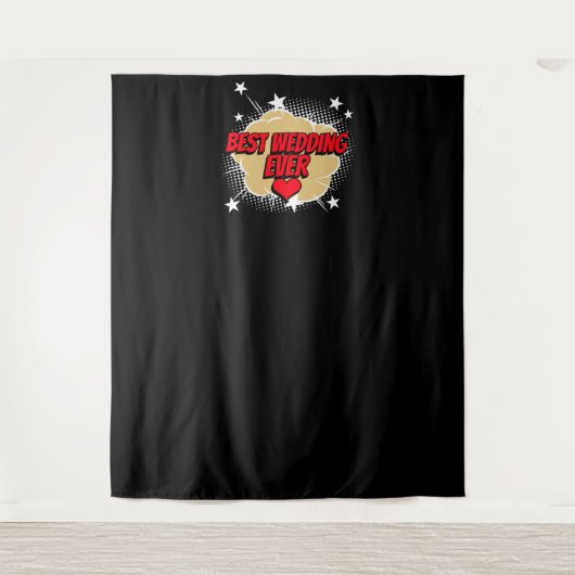 コミックブック ベストウェディングエバー ブラック フォト バックドロップ タペストリー (正面)