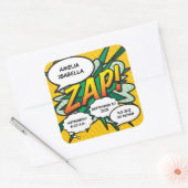 コミックブック ポップアート 誕生情報 個人名入り スクエアシール (封筒)