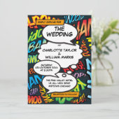 コミックブック モダン ファン ウェディング 招待状 (スタンド正面)