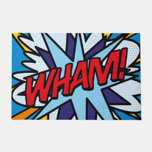 コミックブック WHAM トレンディーで楽しいモダンなタイポグラフィックデザイン ドアマット