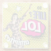 コミックポップアートレトロガールおかしい ガラスコースター (裏面)