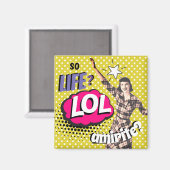 コミックポップアートレトロガールおかしい マグネット (正面/裏面)