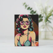 コミックレトロピナップガールとカクテル誕生日 ポストカード (スタンド正面)