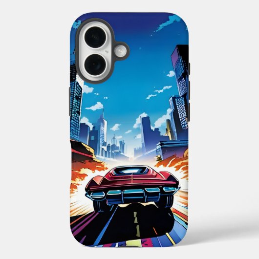 コミック風に描かれたスピード感あふれる車 Case-Mate iPhoneケース (裏面)