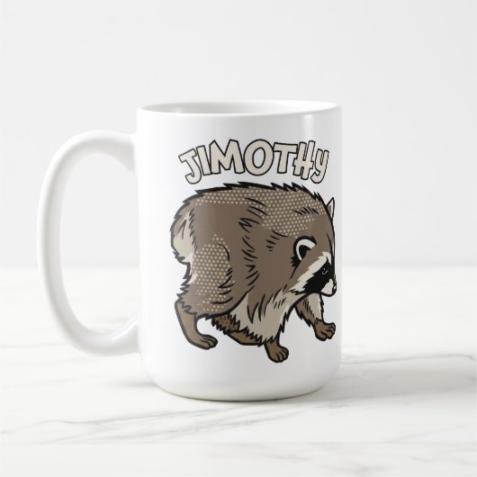 コミック風のアライグマのデザイン コーヒーマグカップ (左)