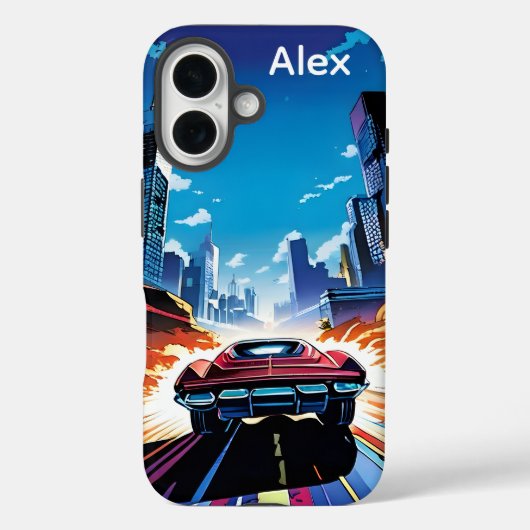 コミック風のスピード感あふれるカスタマイズ車デザイン Case-Mate iPhoneケース (裏面)