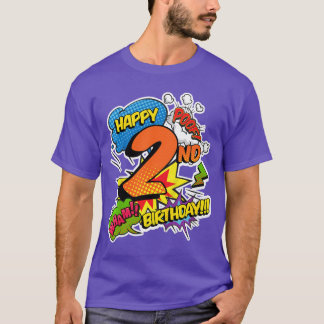 コミック風のスーパーパワーを持つ男子たちへの2歳の誕生日おめでとう Tシャツ