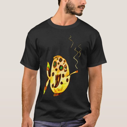 コミック風の煙草を吸うチラー・フィッシュ Tシャツ (正面)
