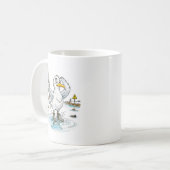 コミック風の鳥の洪水計測ダイバー コーヒーマグカップ (正面左)