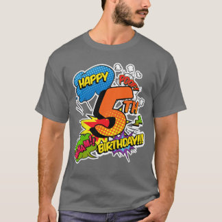 コミック風スーパーパワーの5歳の誕生日おめでとう少年たち Tシャツ