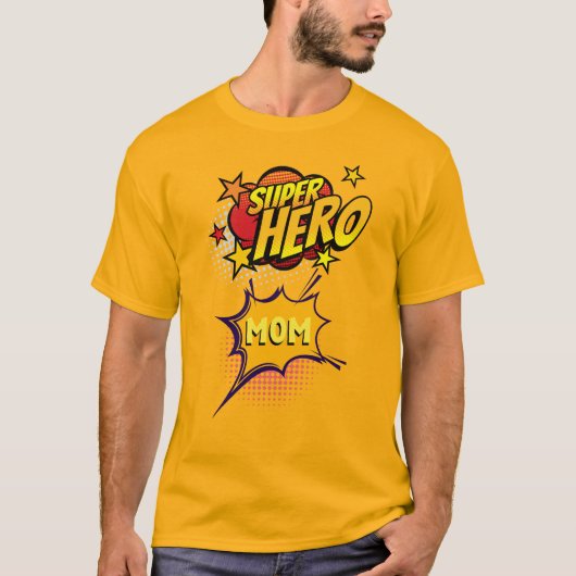 コミック風スーパーヒーローママ Tシャツ (正面)