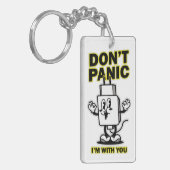 コミック風携帯充電器:Don't Panic デザイン キーホルダー (正面左)