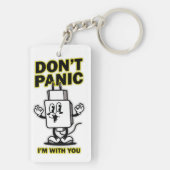 コミック風携帯充電器:Don't Panic デザイン キーホルダー (裏面)