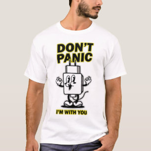 コミック風携帯充電器:Don't Panic デザイン Tシャツ