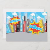 コミック スーパーヒーロー少年誕生日パーティー招待状 招待状 (裏面)