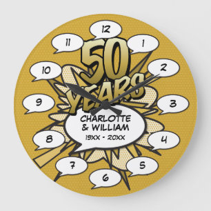 コミック・ブック・ポップアート 50周年記念 ラージ壁時計