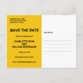 コミック・ブームの結婚式Save the Date 案内ポストカード (裏面)