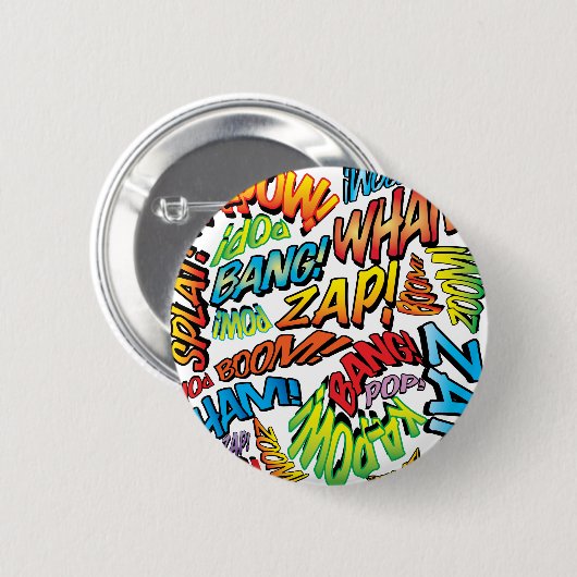 コミック・ポップアート カラー モダン タイポグラフィ 缶バッジ (正面&裏面)