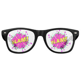 コミック ポップアート ピンク イエロー SLAM ノベルティ ジョーク レトロサングラス