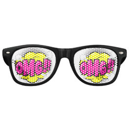 コミック ポップ アート イエロー パープル OMG ユニーク 笑えるジョーク レトロサングラス