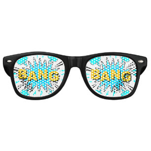 コミック ポップ アート 青 黄色 BANG 遊び心あふれるユーモア レトロサングラス