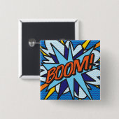 コミック・ポップ・アート BOOM! 缶バッジ (正面&裏面)