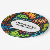 コミック モダン ファン スピーチ バブル ペーパープレート (アングル)