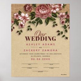 コミットメントワインフローラ結婚レースの証明書 ポスター