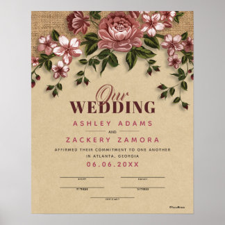 コミットメントワインフローラ結婚レースの証明書 ポスター
