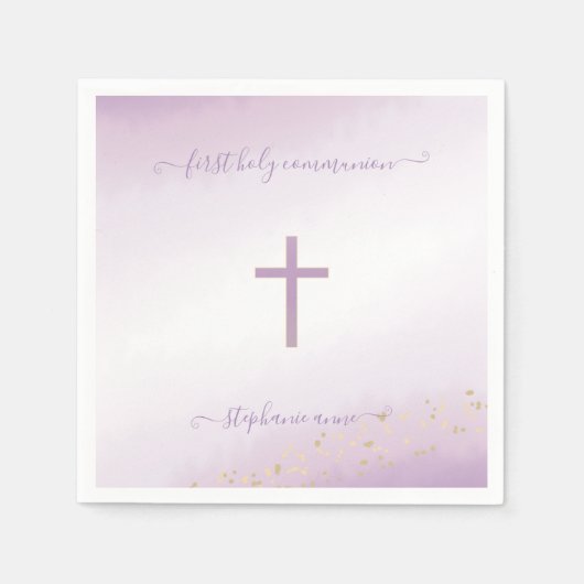コミュニオンクロスラベンダー水彩色 スタンダードカクテルナプキン (正面)