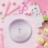 コミュニオンクロスラベンダー水彩色 ペーパープレート (パーティー)