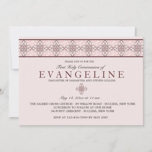 コミュニオンデイピンク招待状 招待状 (正面)