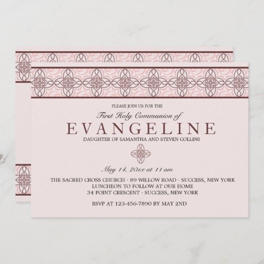 コミュニオンデイピンク招待状 招待状 (正面/裏面)