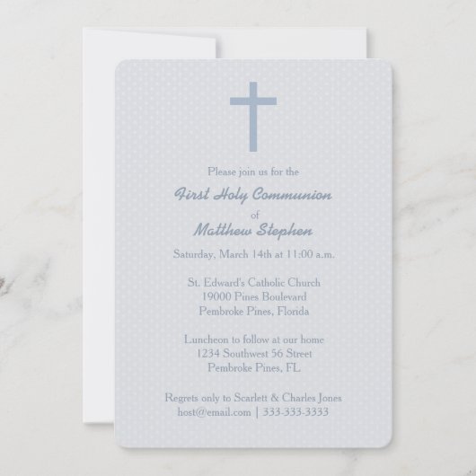 コミュニオンパステルブルークロス 招待状 (正面)
