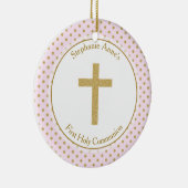 コミュニオンピンクと金ゴールド水玉模様 セラミックオーナメント (右)