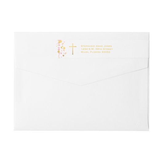 コミュニオンピンクと金ゴールド紙吹雪 ラップアラウンドラベル (裏面)